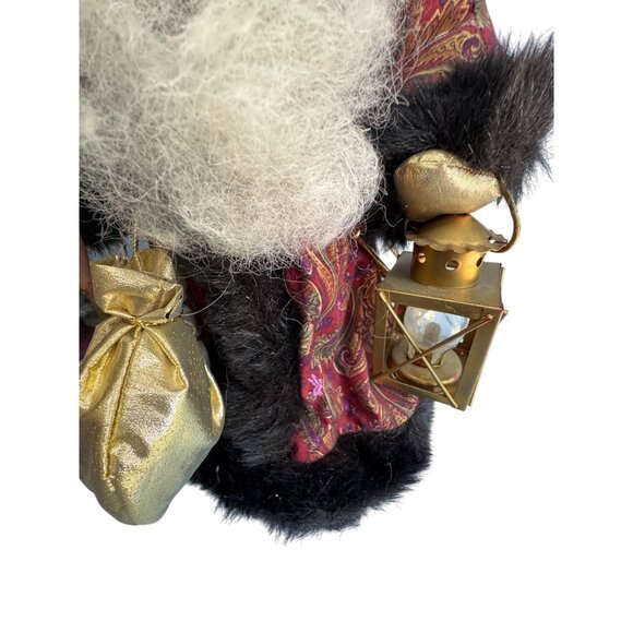 Betty Boedt Folk Art Santa Claus Doll Black Fur Red Coat Handmade 1993 15" - Picture 7 of 8